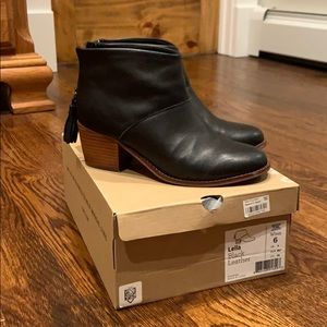 Toms Black Leather Bootie...Size 6